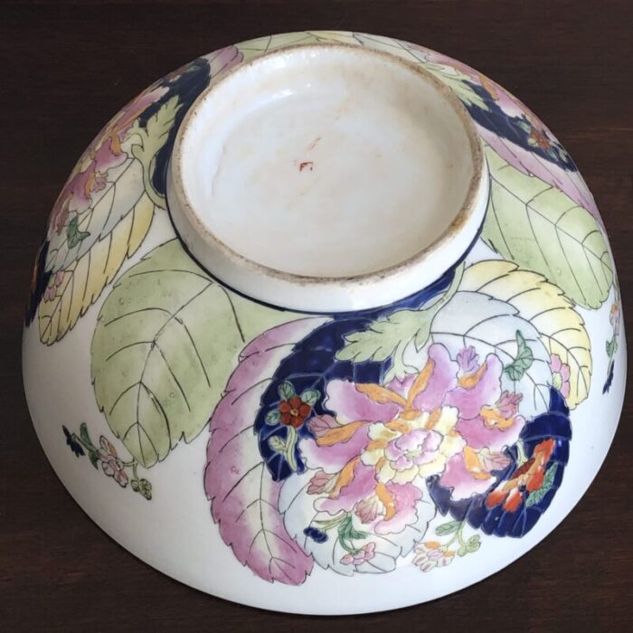 mid 20th century chinoiserie tobacco leaf bowl 0455