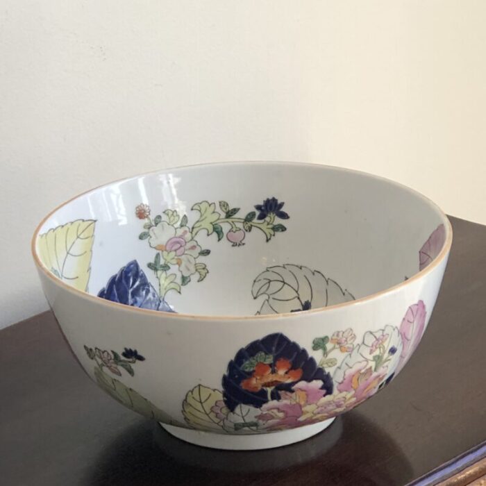 mid 20th century chinoiserie tobacco leaf bowl 6064