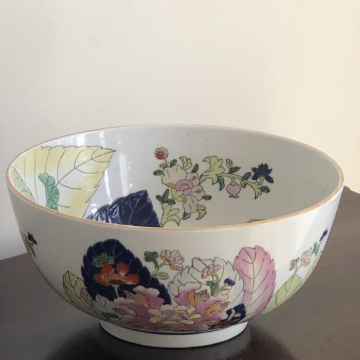 mid 20th century chinoiserie tobacco leaf bowl 6402