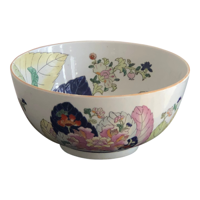 mid 20th century chinoiserie tobacco leaf bowl 6886