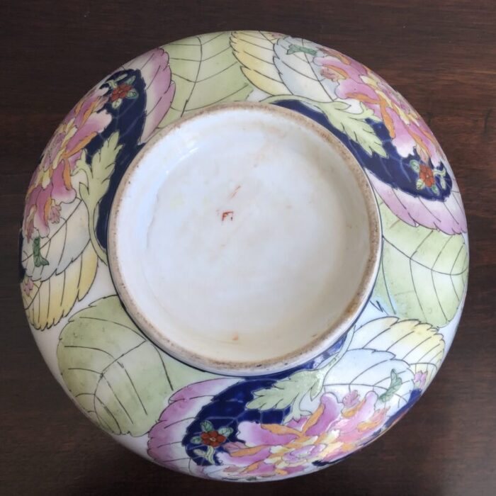 mid 20th century chinoiserie tobacco leaf bowl 7210