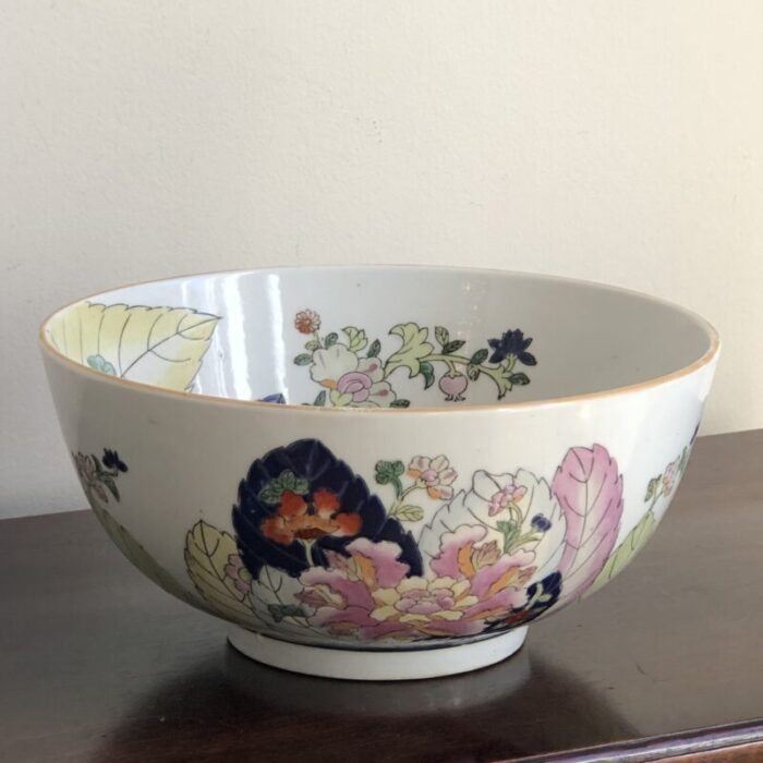 mid 20th century chinoiserie tobacco leaf bowl 7592