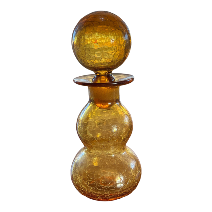 mid 20th century crackle yellow decanter genie bottle 6421