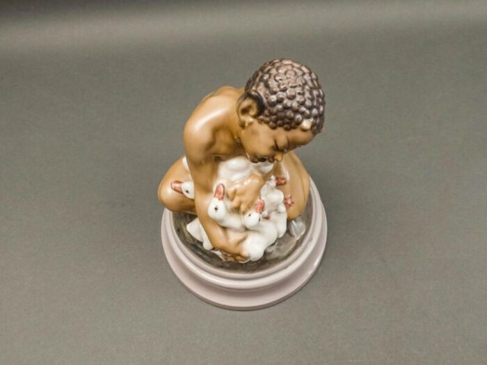 mid 20th century dahl jensen denmark signed faun with ducklings 1198 porcelain figurine 2380