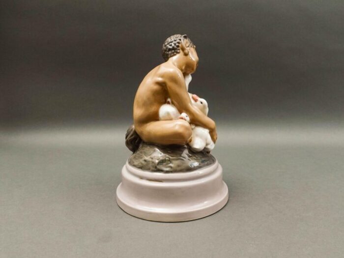 mid 20th century dahl jensen denmark signed faun with ducklings 1198 porcelain figurine 5723