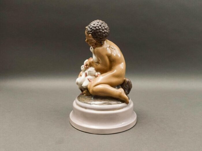 mid 20th century dahl jensen denmark signed faun with ducklings 1198 porcelain figurine 8264