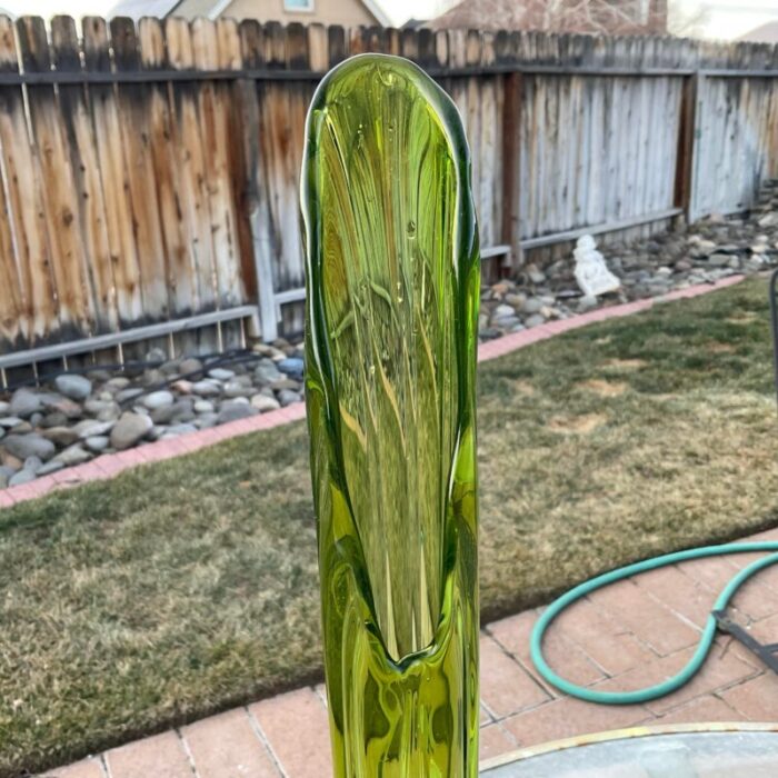 mid 20th century le smith olive green swung glass vase 6033