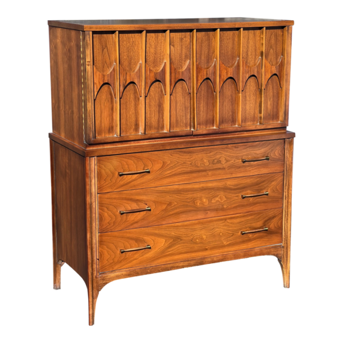 mid 20th century mid century modern perspecta by kent coffey walnut and rosewood tall chest 0471