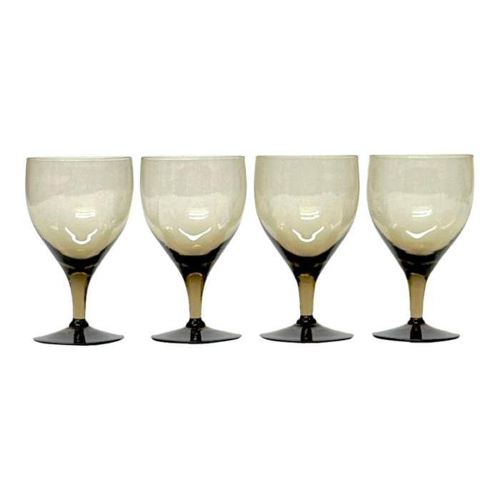 mid 20th century modern smokey grey wine goblets set of 4 8825