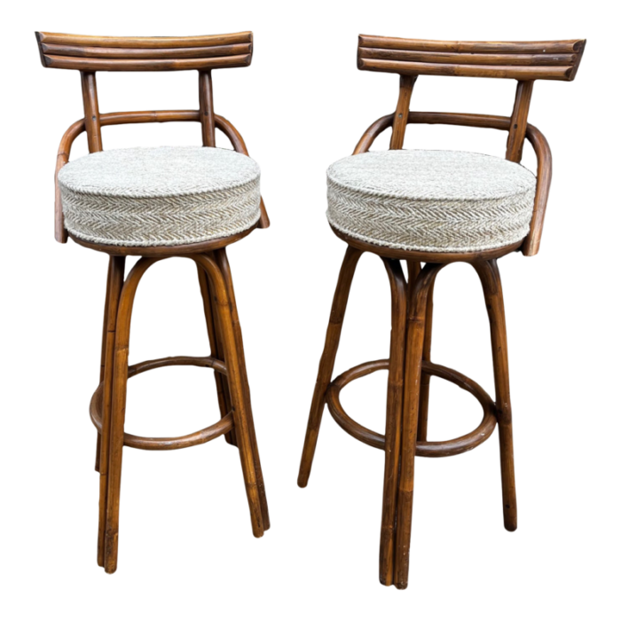 mid 20th century paul frankl attributed bamboo stools a pair 3251