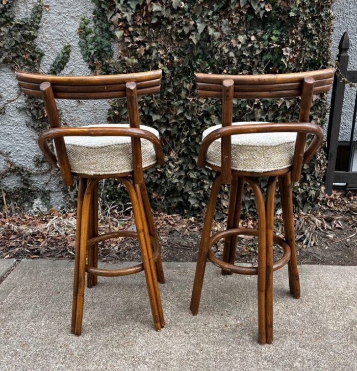 mid 20th century paul frankl attributed bamboo stools a pair 7106