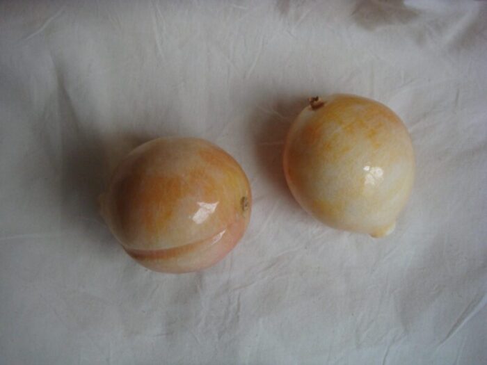 mid 20th century polished marble fruit set of 2 2291