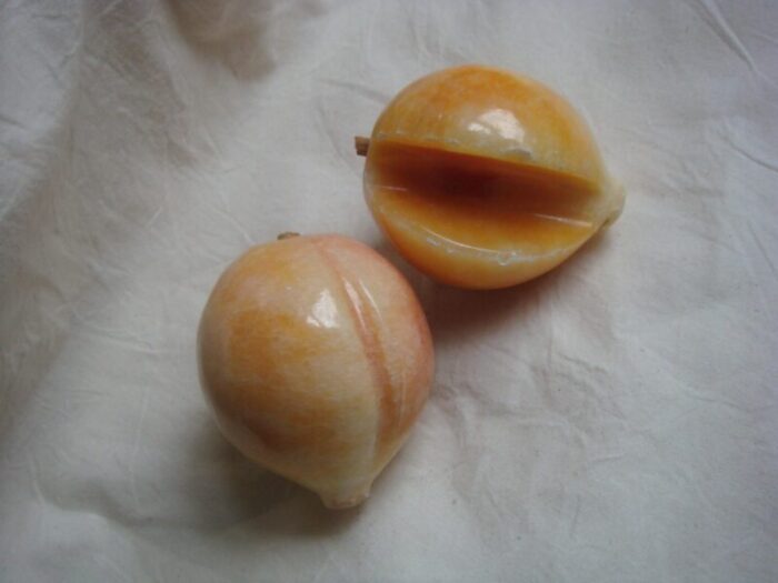 mid 20th century polished marble fruit set of 2 4605