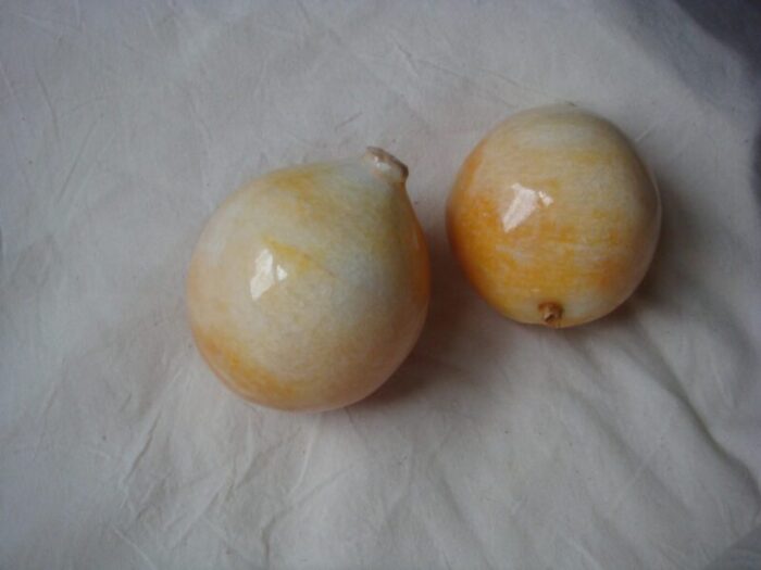 mid 20th century polished marble fruit set of 2 4817