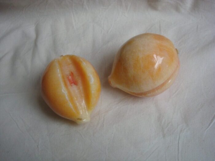 mid 20th century polished marble fruit set of 2 6860