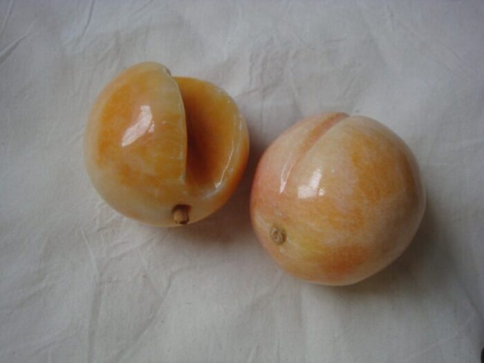 mid 20th century polished marble fruit set of 2 8675