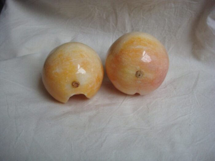 mid 20th century polished marble fruit set of 2 9098