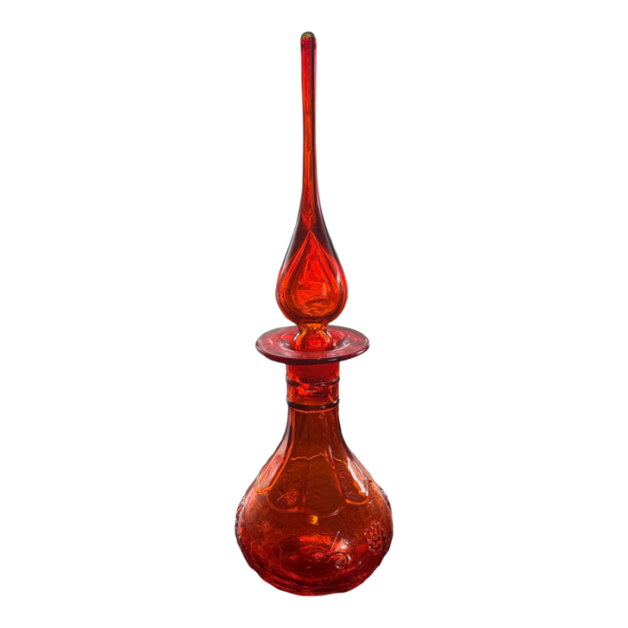 mid 20th century rainbow decanter genie bottle in orange 0842