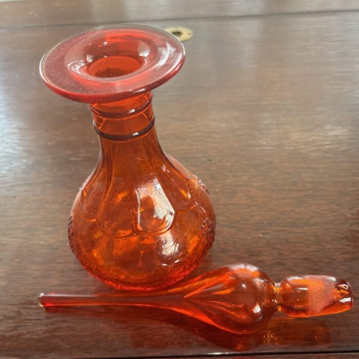 mid 20th century rainbow decanter genie bottle in orange 1451