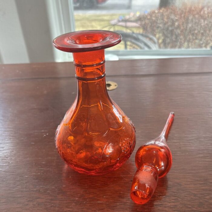 mid 20th century rainbow decanter genie bottle in orange 3230