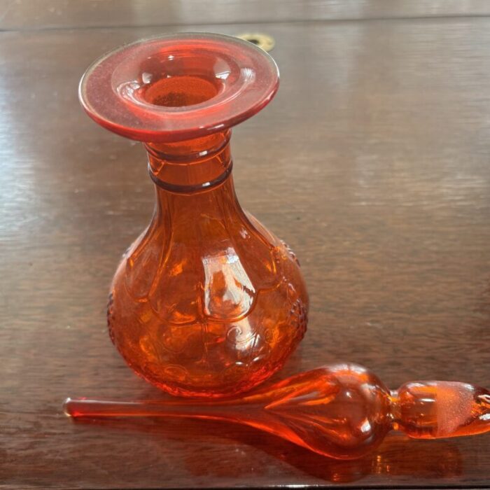 mid 20th century rainbow decanter genie bottle in orange 4835