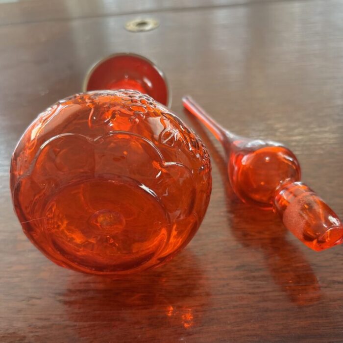 mid 20th century rainbow decanter genie bottle in orange 9477