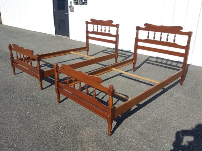 mid 20th century solid heirloom maple twin size bed pair 2693