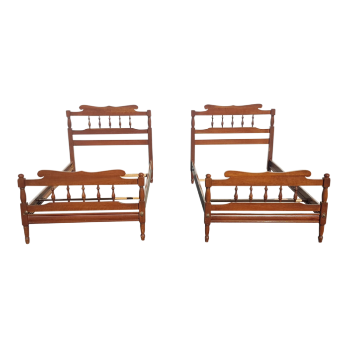 mid 20th century solid heirloom maple twin size bed pair 7202