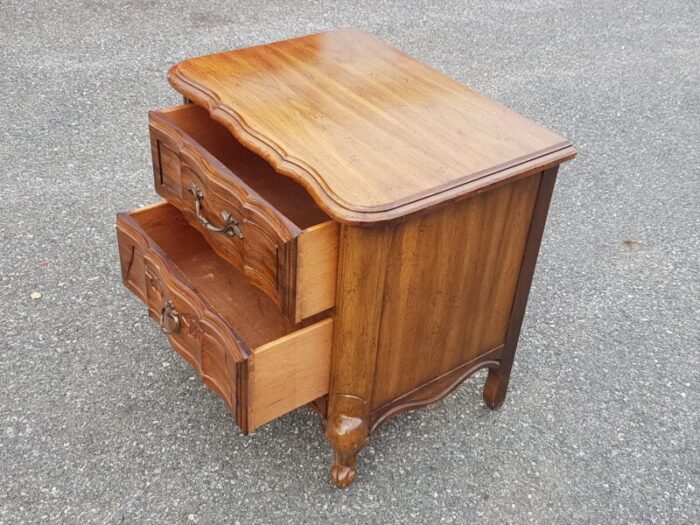 mid 20th century vintage french provincial style carved walnut nightstand 0350