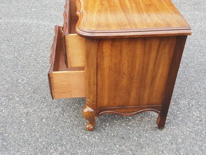 mid 20th century vintage french provincial style carved walnut nightstand 5290