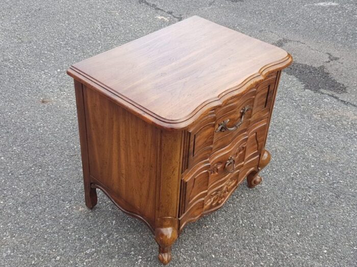 mid 20th century vintage french provincial style carved walnut nightstand 7681