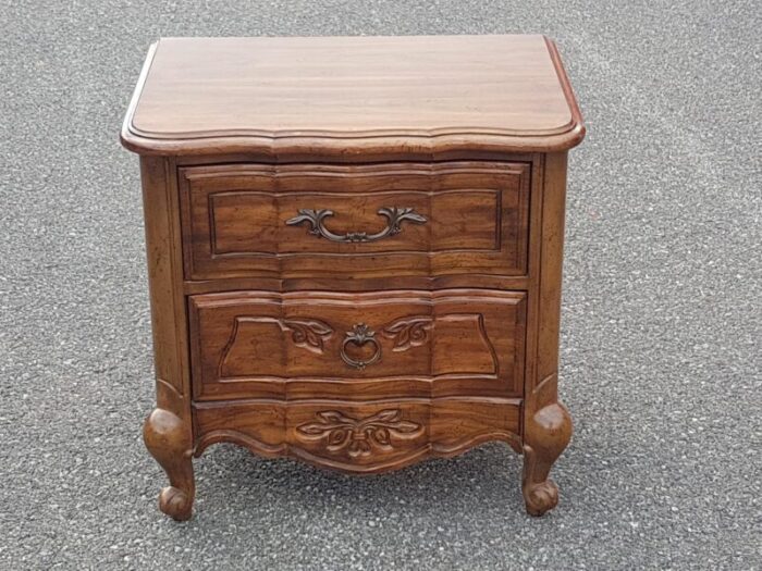 mid 20th century vintage french provincial style carved walnut nightstand 8039