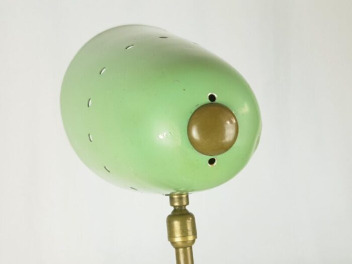 mid century adjustable table lamp in aqua green metal and brass 1950s 3