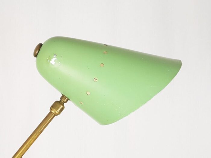 mid century adjustable table lamp in aqua green metal and brass 1950s 8