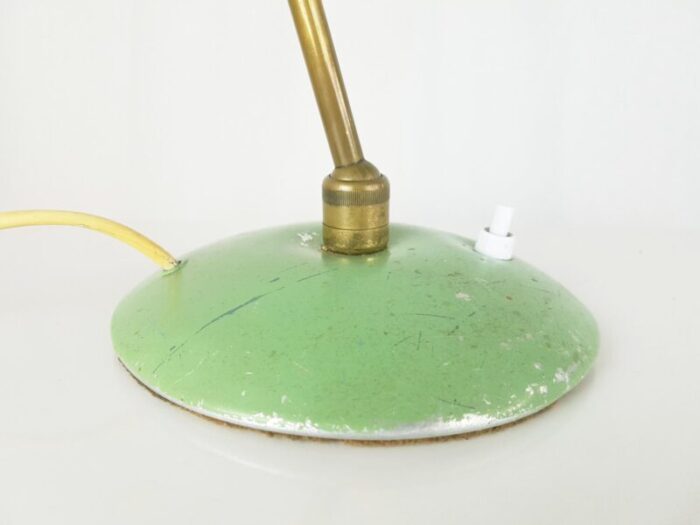 mid century adjustable table lamp in aqua green metal and brass 1950s 9