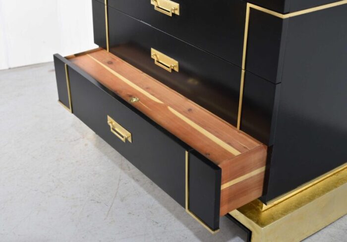 mid century art deco style gold leafed chest in black by sieling modern newly painted 9256