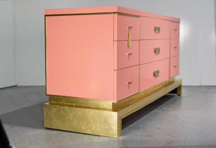 mid century art deco style gold leafed lowboy dresser by sieling modern newly painted 4417