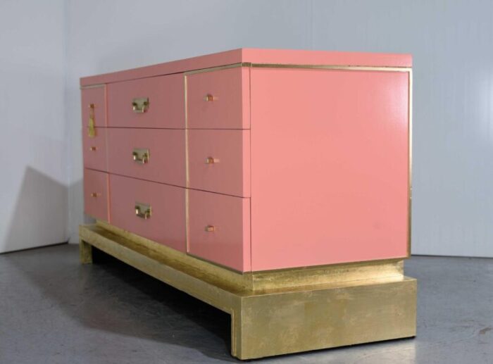 mid century art deco style gold leafed lowboy dresser by sieling modern newly painted 5768