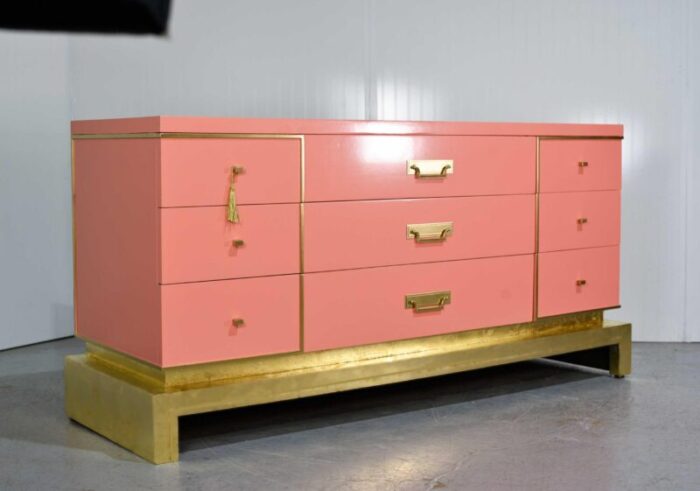 mid century art deco style gold leafed lowboy dresser by sieling modern newly painted 7952