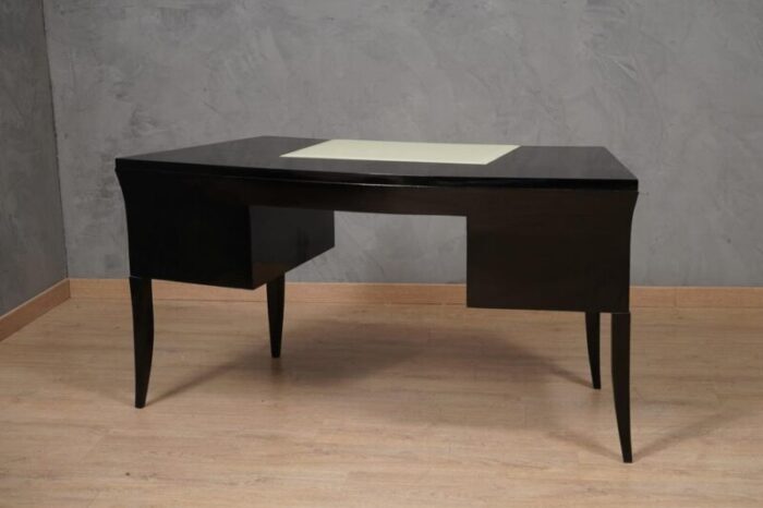 mid century black and cream glass desk 1970s 0372