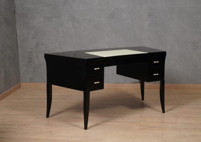 mid century black and cream glass desk 1970s 1381