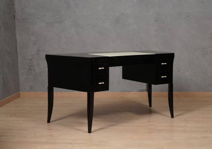 mid century black and cream glass desk 1970s 4145