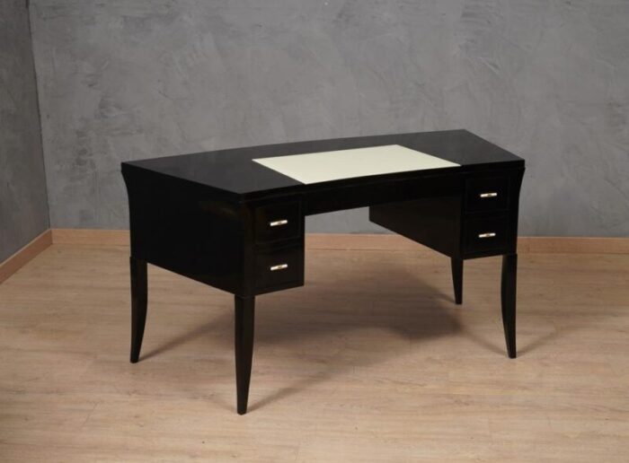 mid century black and cream glass desk 1970s 4816