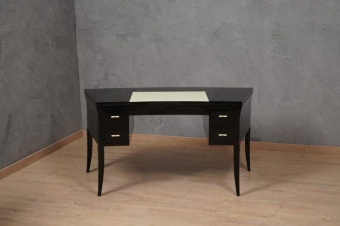 mid century black and cream glass desk 1970s 7330