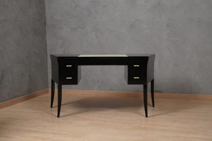 mid century black and cream glass desk 1970s 9675