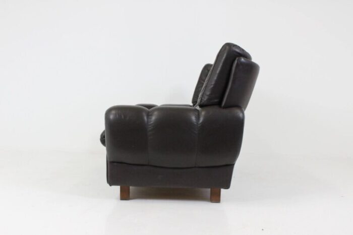 mid century black leather sofa 4