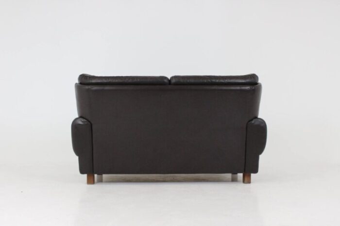 mid century black leather sofa 6