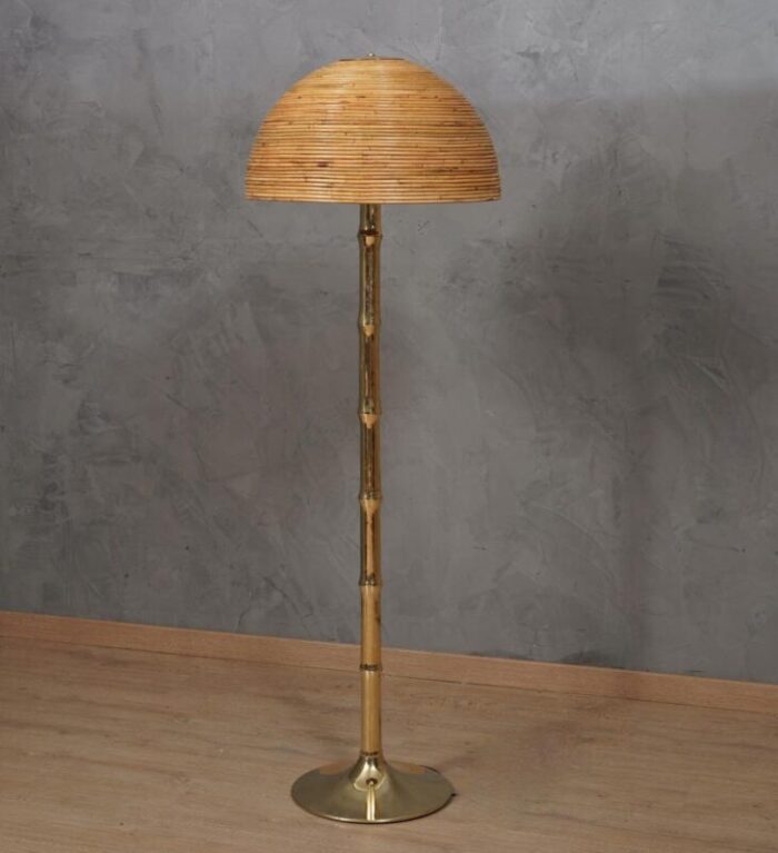 mid century brass and bamboo floor lamp 1990s 0349