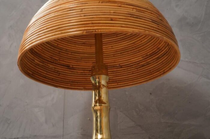 mid century brass and bamboo table lamp 1990 1736