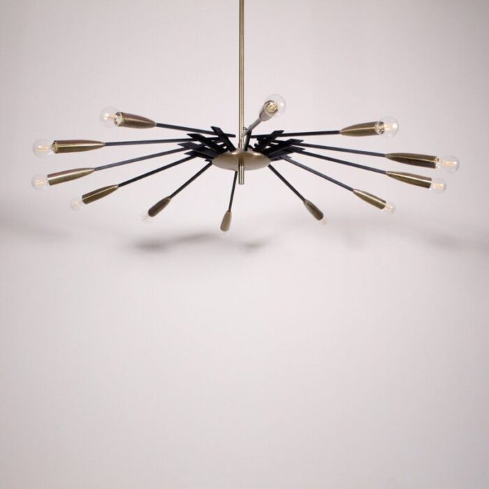 mid century brass black metal ceiling lamp by oscar torlasco for lumi 1